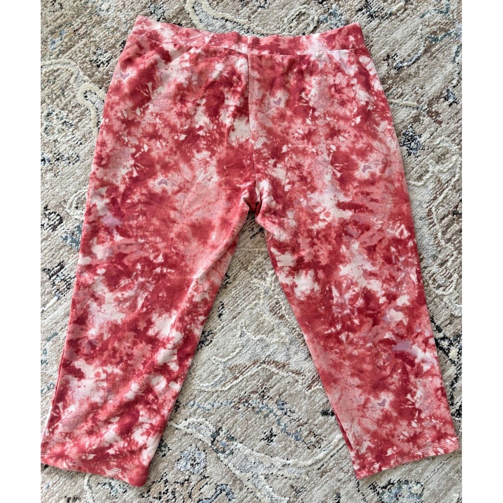 LOGO by‎ Lori Goldstein Pants Womens PL Orange Tie Dye Pull On Travel Comfort - Picture 6 of 10